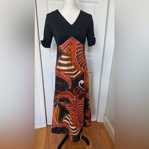 1970s/60s Maxi Swirl Paisley Psychedelic Boho Bohemian Flower Power Dress